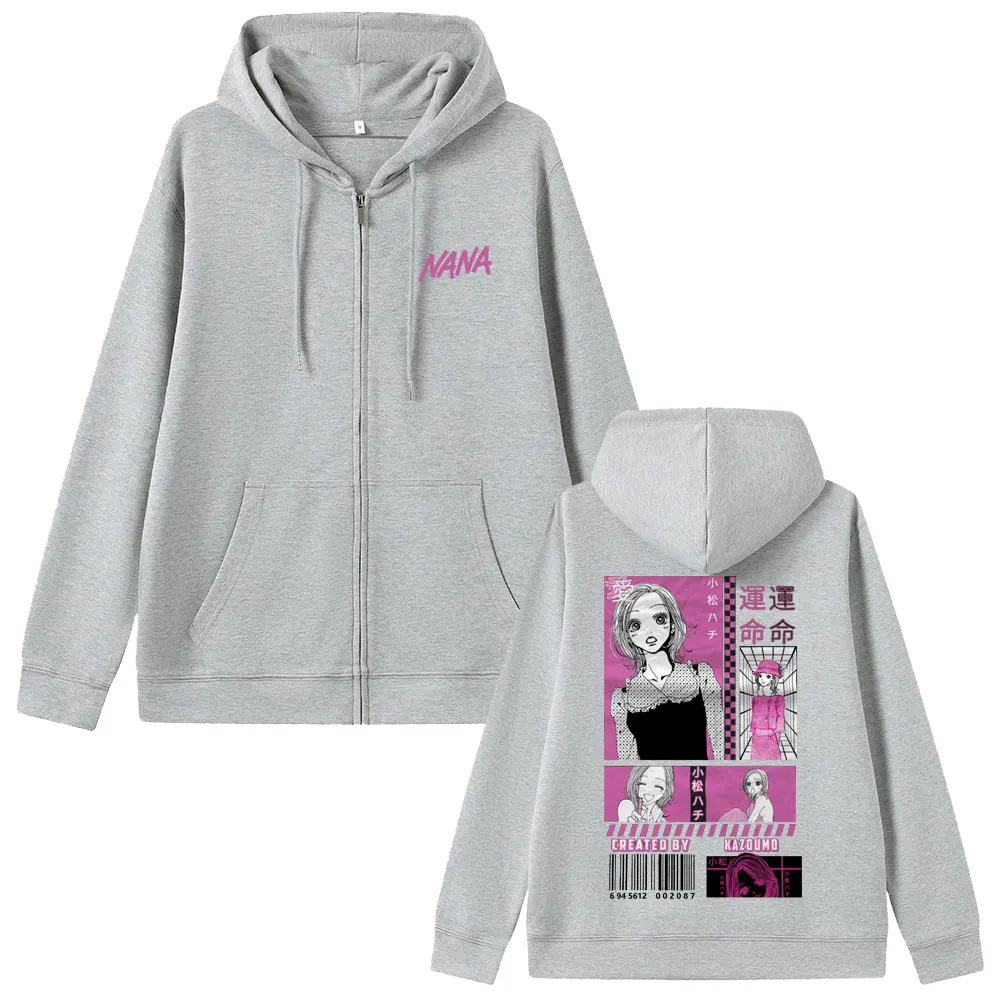 Anime Oosaki Nana Komatsu Nana Graphic Zipper Hoodie Black Stones Zip Up Jacket Men Women Manga Art Aesthetic Zip Up Sweatshirt - view 5