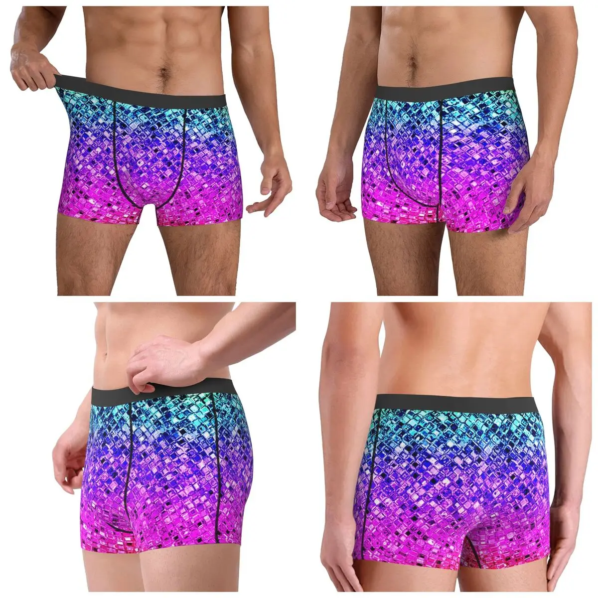 Boxer Underpants Shorts Colorful Rainbow Glam Glitter Artwork Panties Male Soft Underwear for Homme Man Boyfriend Gift