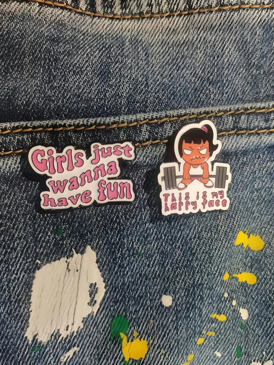 

Fashion Enamel Brooch Girls Just Wanna Have Fun And Happy Face Design For Women