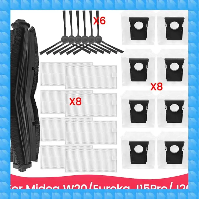 

ETRT 23PCS Brush And Filter Dust Bag Kit For Midea W20 For Eureka J15pro J20 Vacuum Cleaner Accessories Replacement Parts