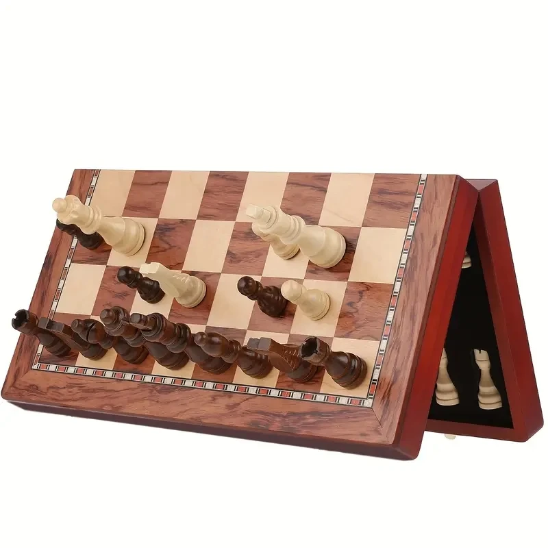 

Wooden chess piece set 39 * 2.5cm/15.35 * 0.98inch foldable large-sized high-end design chessboard -2 additional queens