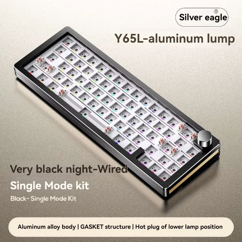 Y65L Aluminum Lump Customized Mechanical Keyboard/Kit Gasket Structure RGB Full Keys Hot Swap 65% Layout Office Gaming Keyboard