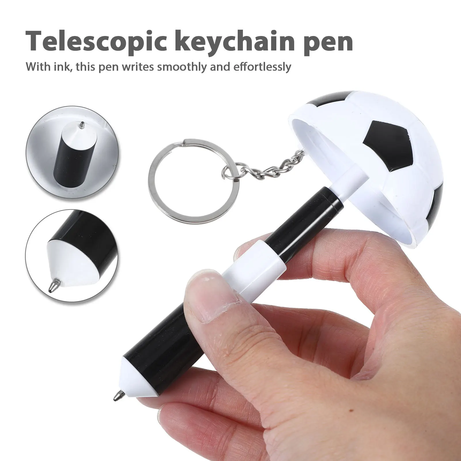 

2Pcs Soccer Ballpoint Pen Retractable Keychain Pen Smooth Writing Multiple Colors Sports Gift Soccer Pens Ballpoint Pens