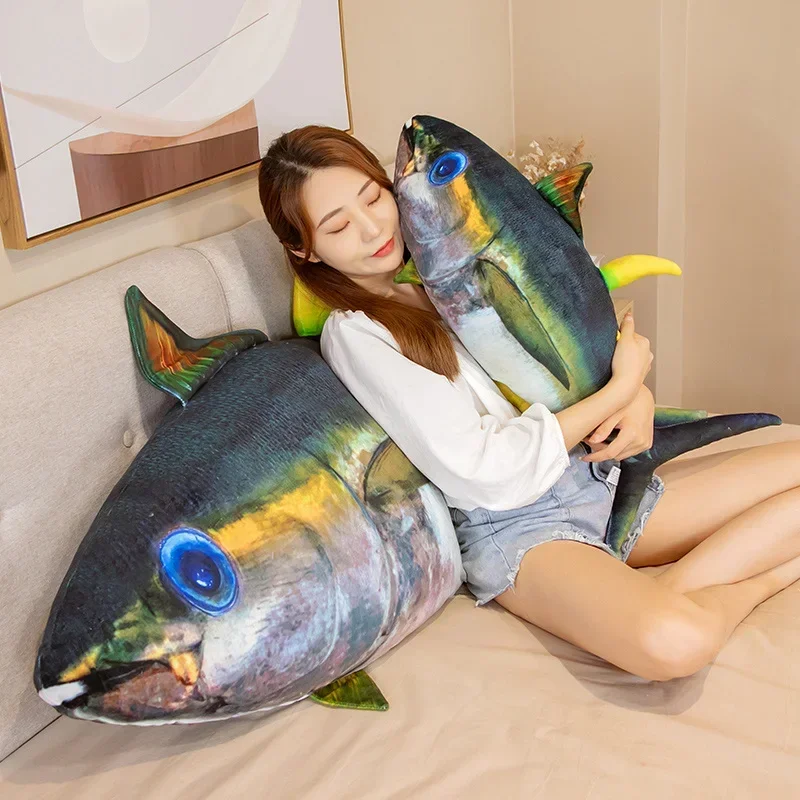 จําลอง Bluefin Tuna ตุ๊กตาของเล่นตุ๊กตานุ่มเหมือนจริงหมอนปลา Ocean Fish ตุ๊กตาของขวัญสร้างสรรค์สําหรับเด็กหมอนนอน