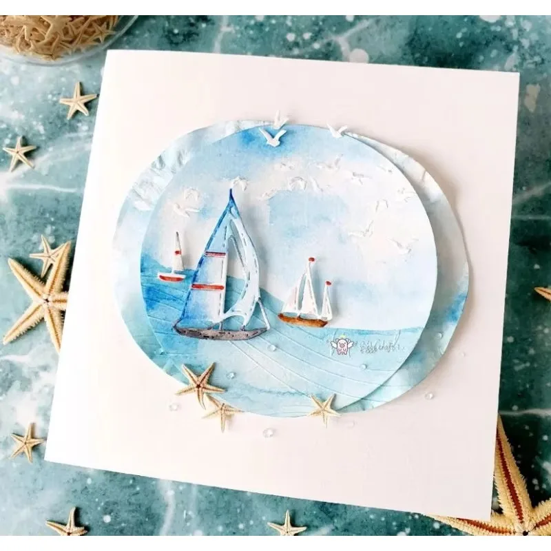 

Piggy Craft metal cutting dies cut die mold Sailboat decoration Scrapbook paper craft knife mould blade punch stencils dies