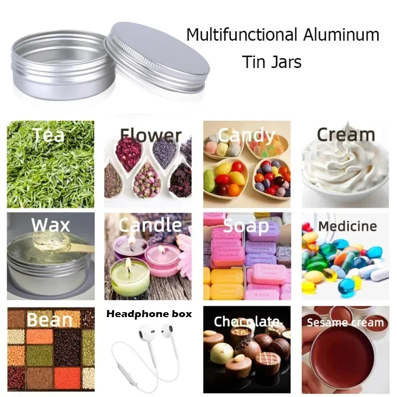 12/24/8/96 Chiếc 60Ml Kim Loại Nến Bình Nhôm Tín Hũ Có Cửa Sổ Lọ Chiết son Dưỡng Môi Hộp Đựng Mỹ Phẩm Mẫu Bình