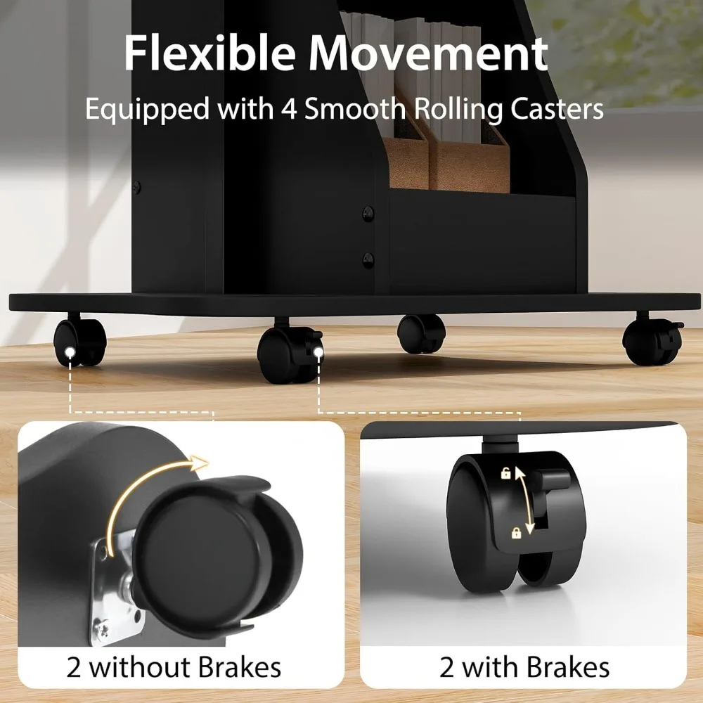 عربة كمبيوتر محمول قابلة لضبط الارتفاع مع سطح طاولة مائل، وحامل منبر دوار، ومقصورات تخزين، ومنصة متنقلة للعرض #5