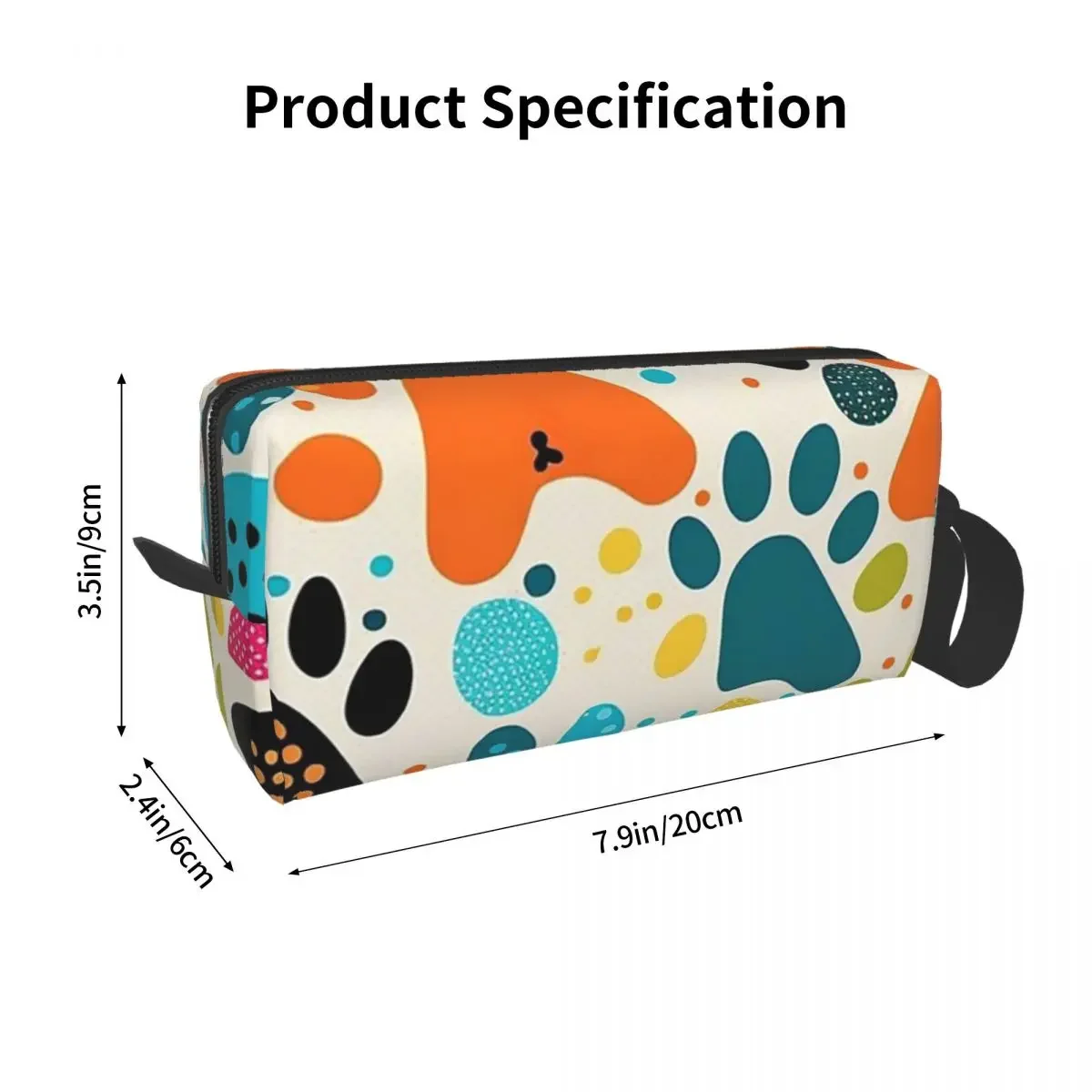 Colorful Abstract Paw Print Dog Food Water Bowl Design Pencil Cases Large Capacity Pen Bags Pen Box Pencil Pouch Makeup Bag