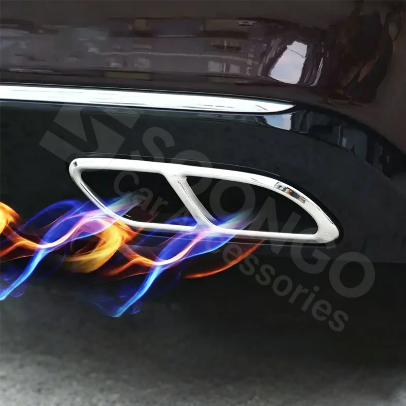 Stainless Steel Car Quad Outlet Exhaust Tip Tailpipe Trim Covers for Jaguar XFL 2017-2020 F-PACE 2021-2026 Modification Accessor