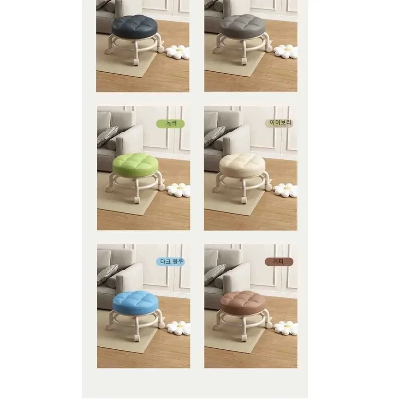 Round Low Rolling Stool, 360° Rotatable Seat with Universal Casters for Kids Shoe Changing