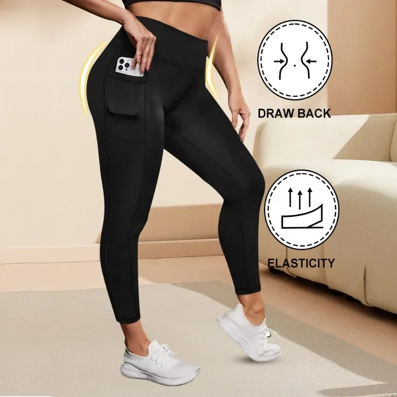 Damen-Yoga-Leggings mit hoher Taille, Übergröße, Po-Lifting-Workout-Leggings mit Taschen, elastische Activewear für Fitnessstudio und Laufen
