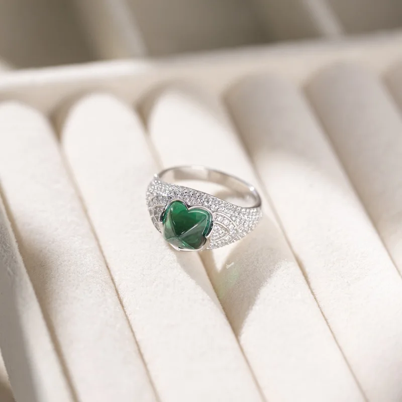 Apaison 925 Sterling Silver 8*8 mm Cultivate Emerald Rings For Woman's Wedding Party Jewelry