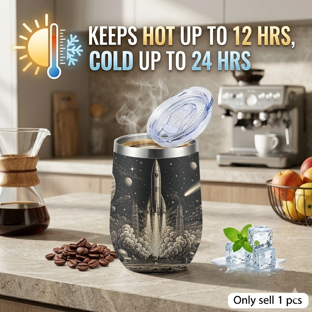 Astronaut Galaxy Collage Vacuum Flasks 12oz Insulated Stainless Steel Mug with Lid Travel Tumbler Double Wall Drink Coffee Cup