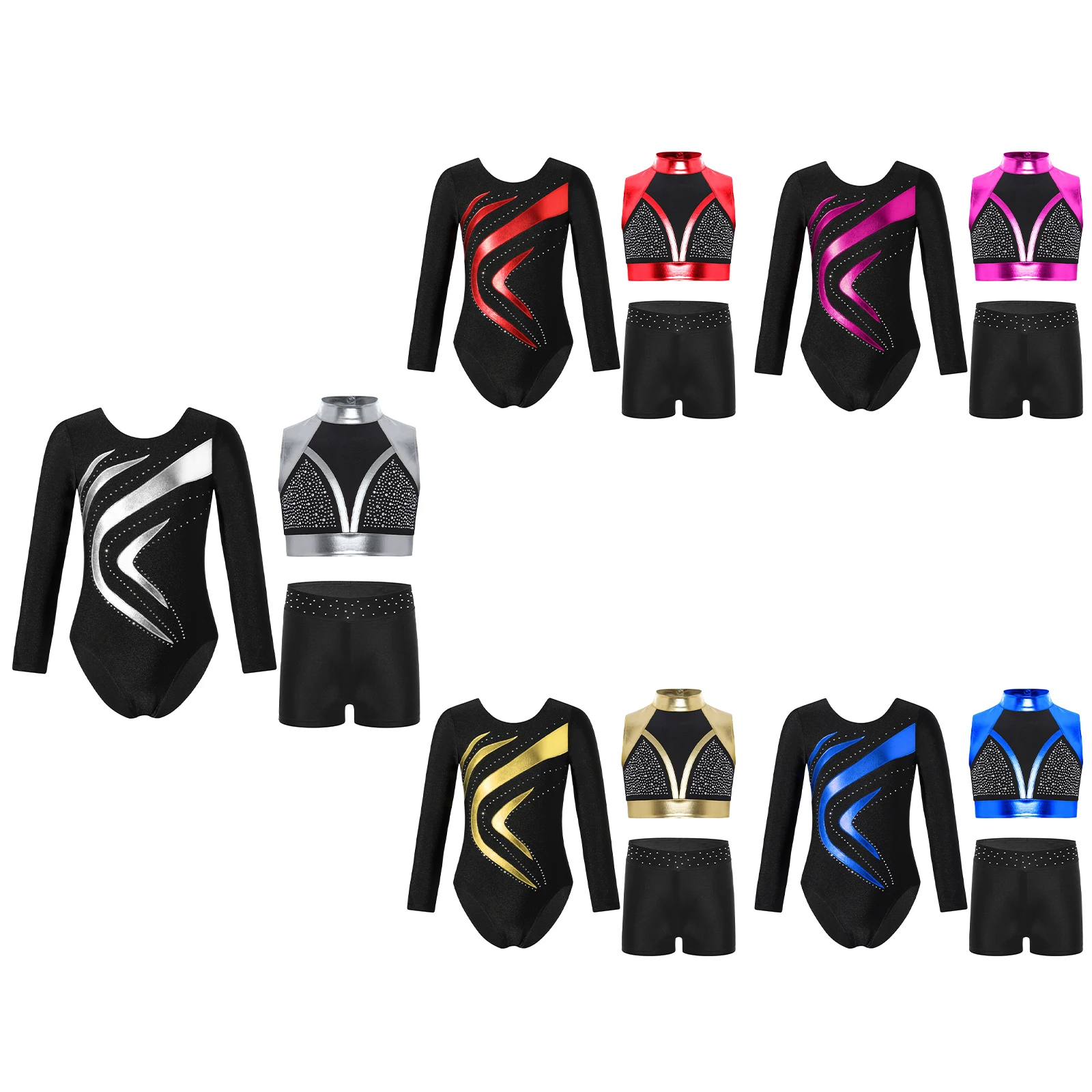 

Dancewear Sets for Girls Skating Jumpsuit Acrobatics Leotard Children Kids Ballet Tutu Gymnastics Leotard + Shorts Tops
