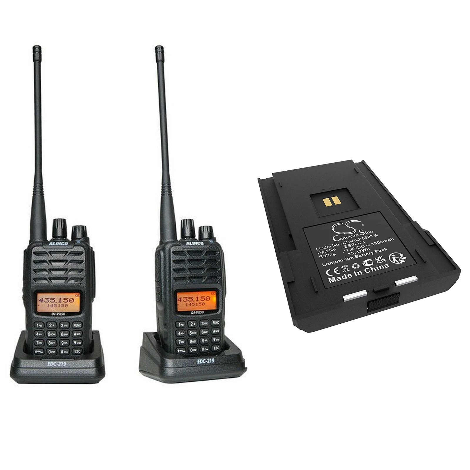 CameronSino Two-Way Radio Battery EBP-101 ForAlinco DJ-VX50HE  DJ-VX50T  DJ-VX46  DJ-VX10  DJ-W18  DJ-PAX4  DJ-VX50  DJ-W58