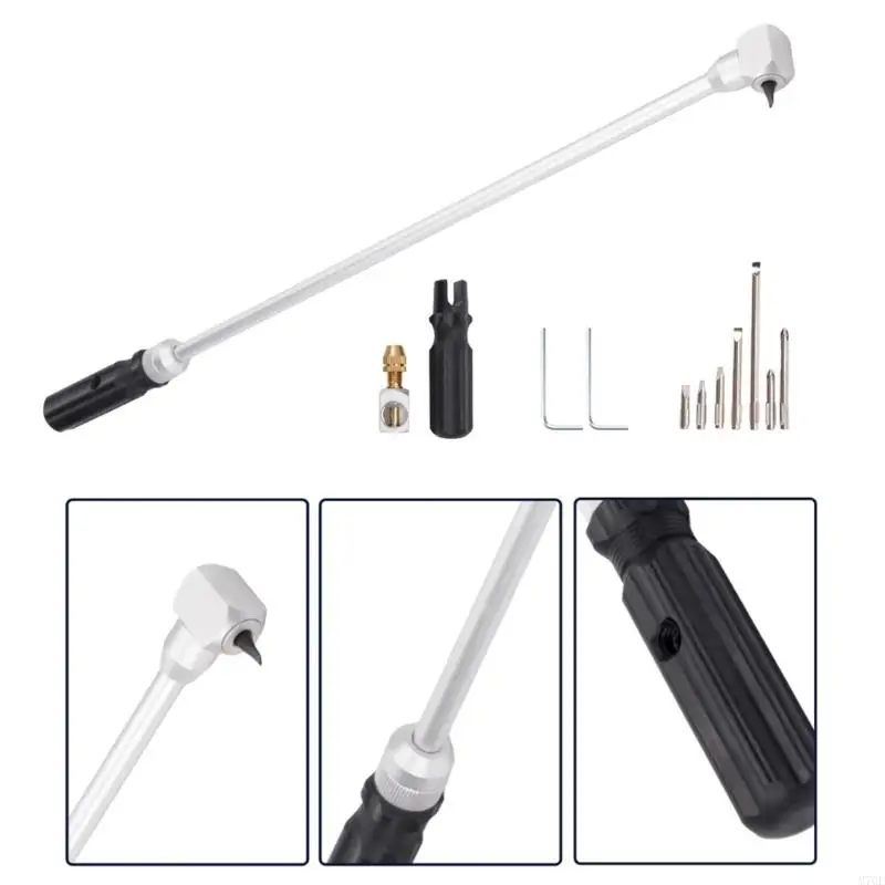 M76E Motorrad-Vergaser-Einstellwerkzeug 485 mm mit 90-Grad-Kegelrad und magnetischem Bit-Set – Detail 7