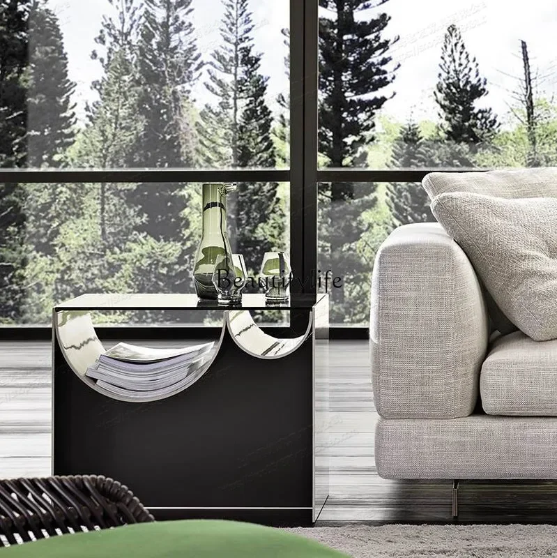 LDDesigner personality creative sofa back table modern wave tempered glass storage coffee table