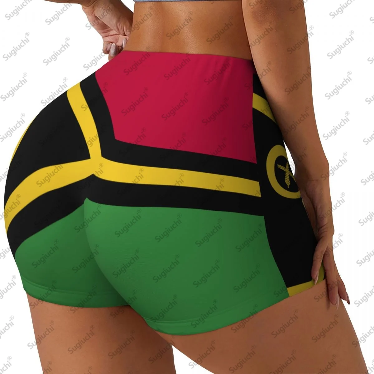 2026 バヌアトゥ国旗ヨガショーツ女性用ワークアウトスクランチバットリフティングハイウエストジムランニングショートパンツ