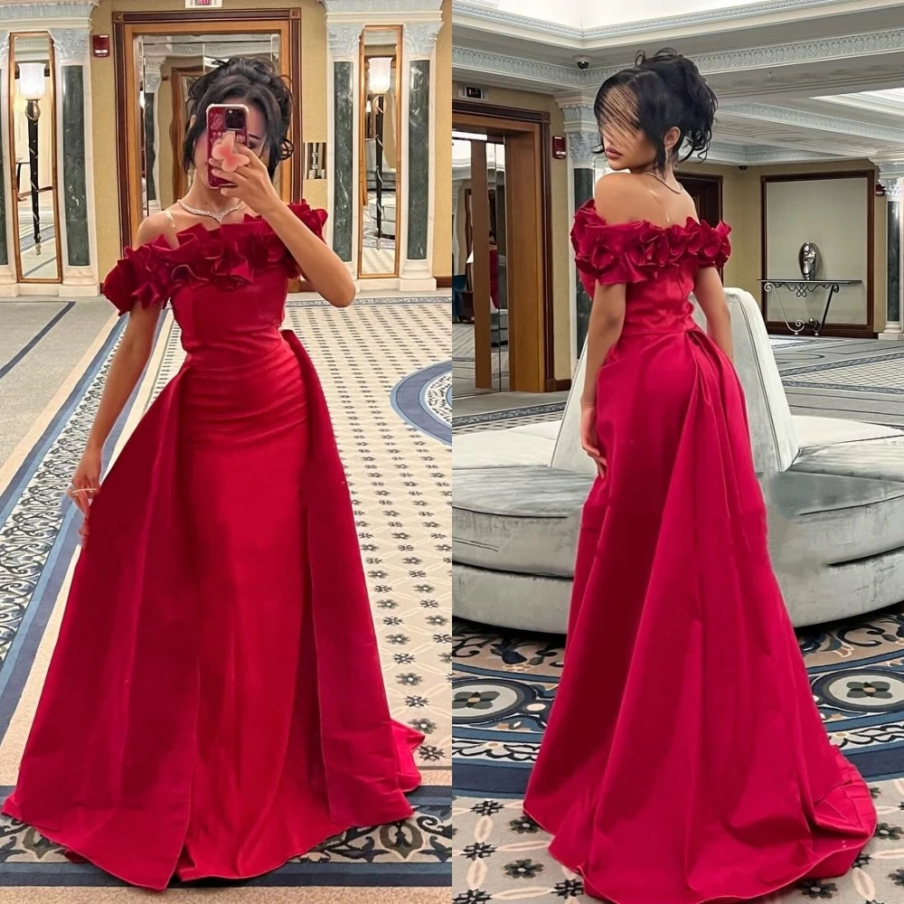 Ball Mesprit Matching Exquisite Off-the-shoulder  Gown Formal Ocassion  Fold Charmeuse  Saudi Arabia 