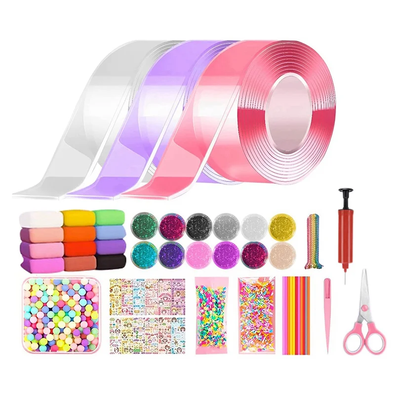 Nano Tape Kneading Blowing Bubble Full Set Nano Tape Double-Sided Tape Paste Blowing Bubble Toy Sticker Tapes