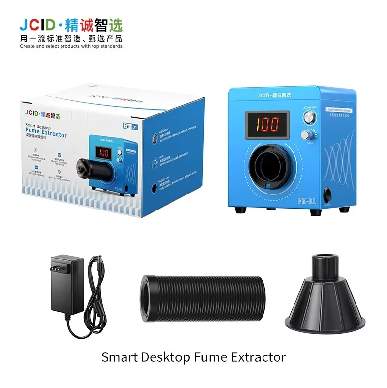 JCID FE-01 Smart Desktop Solder Fume Extractor 3-Layer Filtration with LED Display for Phone Repair Welding Smoke Absorber Tool