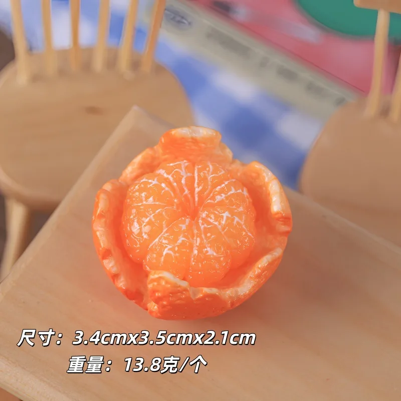 Mini Orange Peeled Mandarin Orange Model Resin Fruit Miniature Replica DIY Craft Accessory Pendant Decoration Home Decor