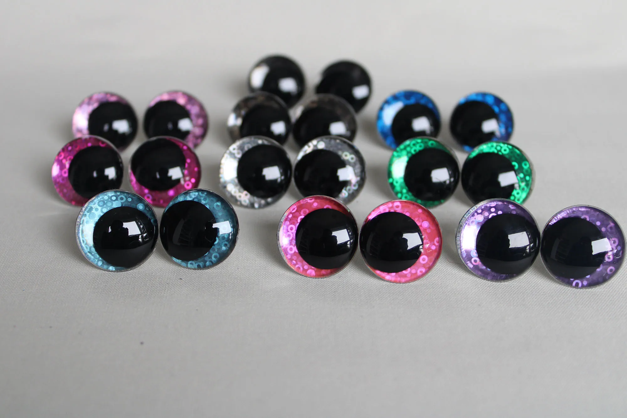 10 buah 12mm 14mm 16mm 18mm 20mm 23 28mm mainan glitter lucu bulat mata hewan dengan mesin cuci tekanan tangan untuk CRAFT---Q11 mewah