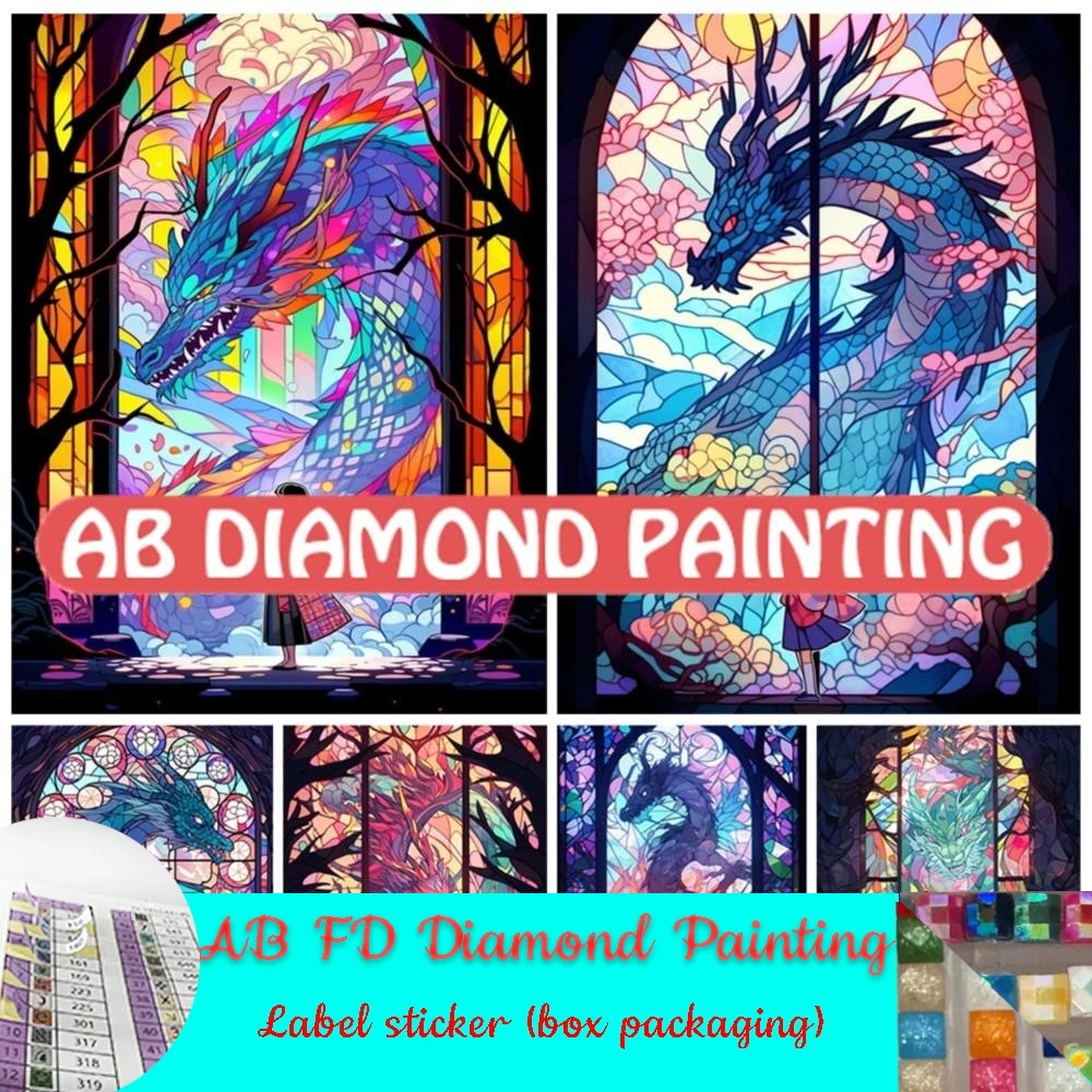 Stained Glass AB FD Diamond Painting Dragon Girl 5D Rhinestone Art Picture Full Embroidery Kits New Arrival Decor For Home