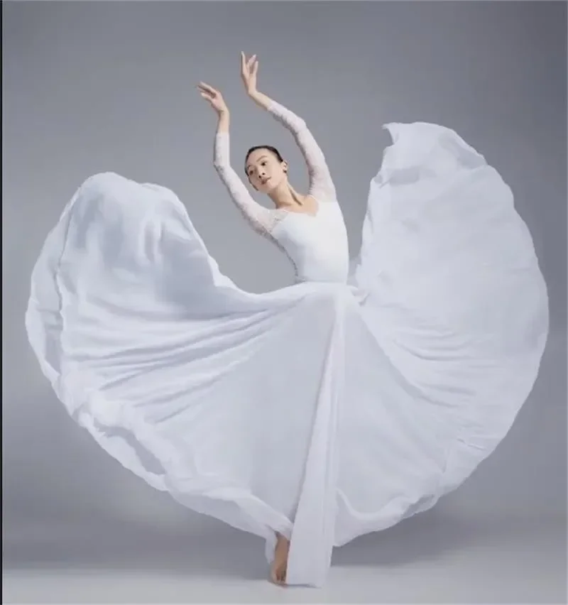 Abiti da danza classica Danza moderna femminile Pratica di danza orientale Gonna lunga di garza Gonna elegante nazionale Gonna ampia altalena