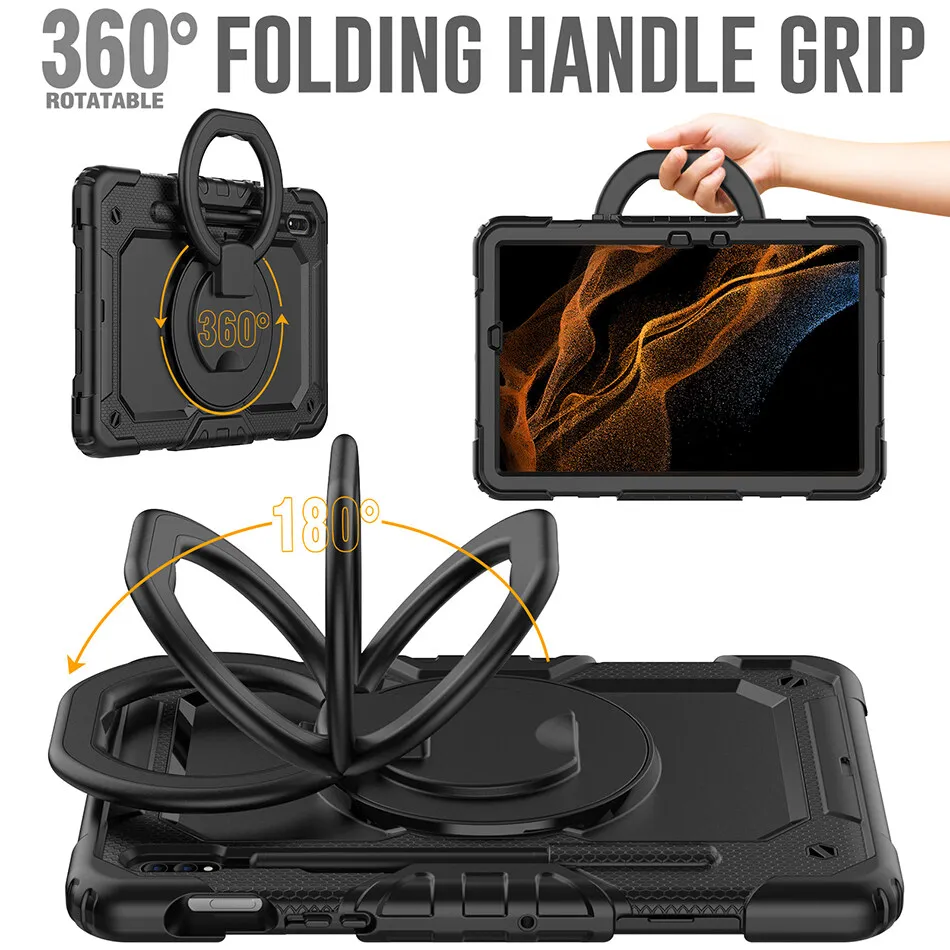 Imagem -04 - Hight Impacto Case para Samsung Galaxy Tab s7 s8 Plus X800 X806 T970 Capa à Prova de Choque com Alça Tab s7 fe T735 Case Estudante