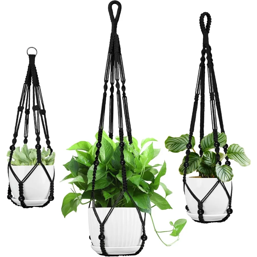 

3 Pack Macrame Plant Hanger 35 29 23 Different Sizes Hanging Planter Basket Flower Pot Holder for Indoor Outdoor Boho Home Dr B