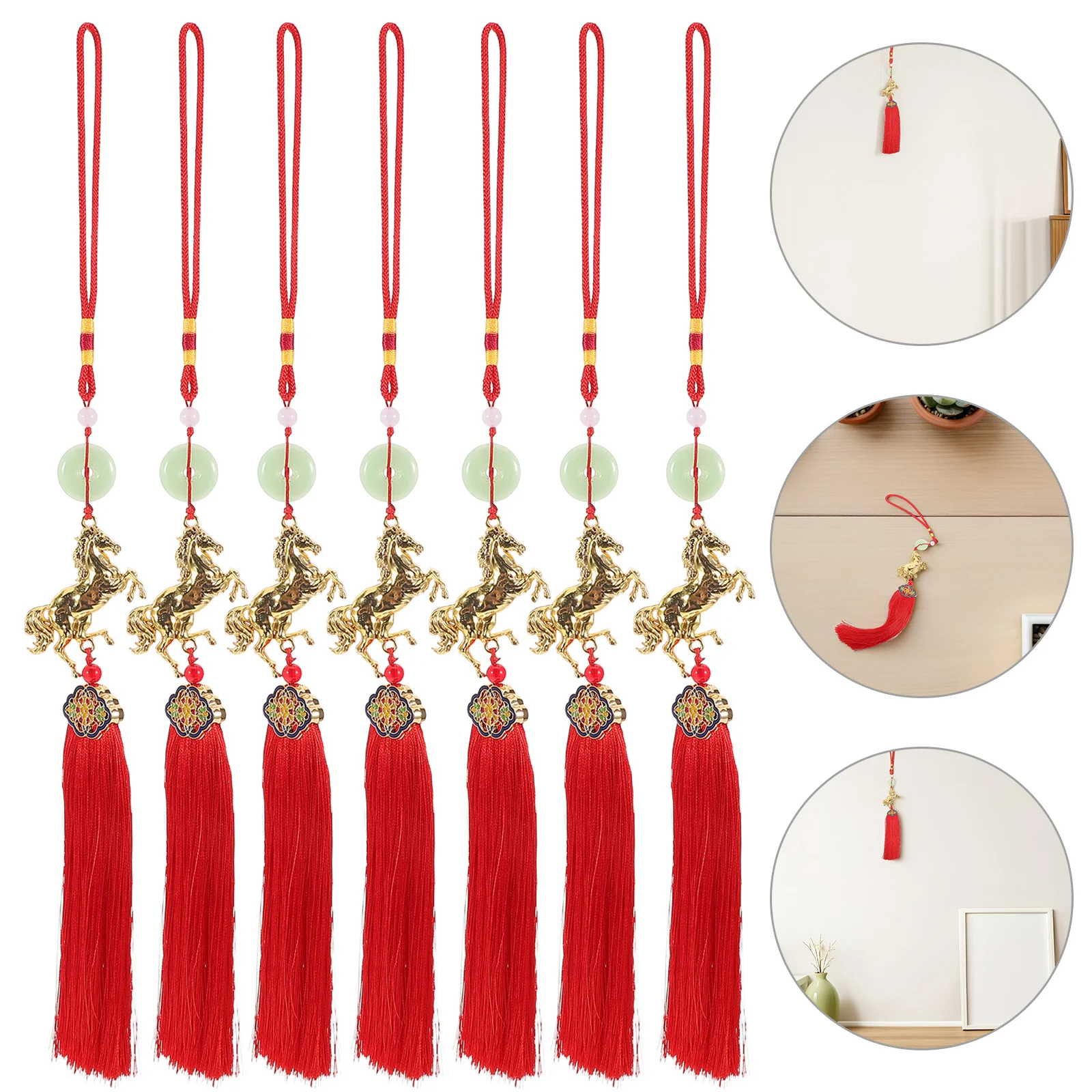 

2026 Zodiac Horse Pendant Traditional Chinese Knot Tassel Decor Spring Festival Feng Shui Hanging Ornament Chinese Knot