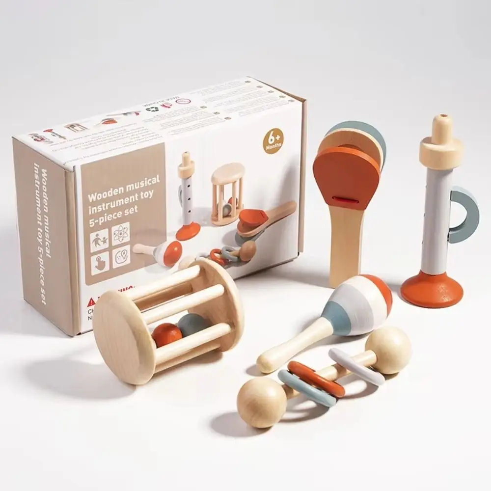 Musical Toys Baby Handheld Bell Fine Motor Skills Hand-eye Coordination Baby Musical Instruments Early Education Wooden Gripping