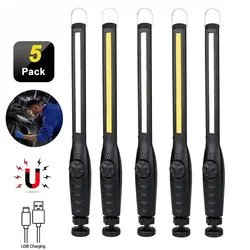 COB+LED Flashlight Magnetic Work Light USB Rechargeable Torch Portable Lantern Inspection Light Camping Car Repair Lamp