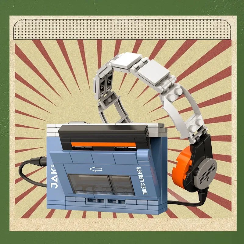 DIY Retro Elektrische Geräte Möbel TV Computer Band Walkman Spielen Spielkonsolen Radio Bausteine Modell Ziegel Set Spielzeug
