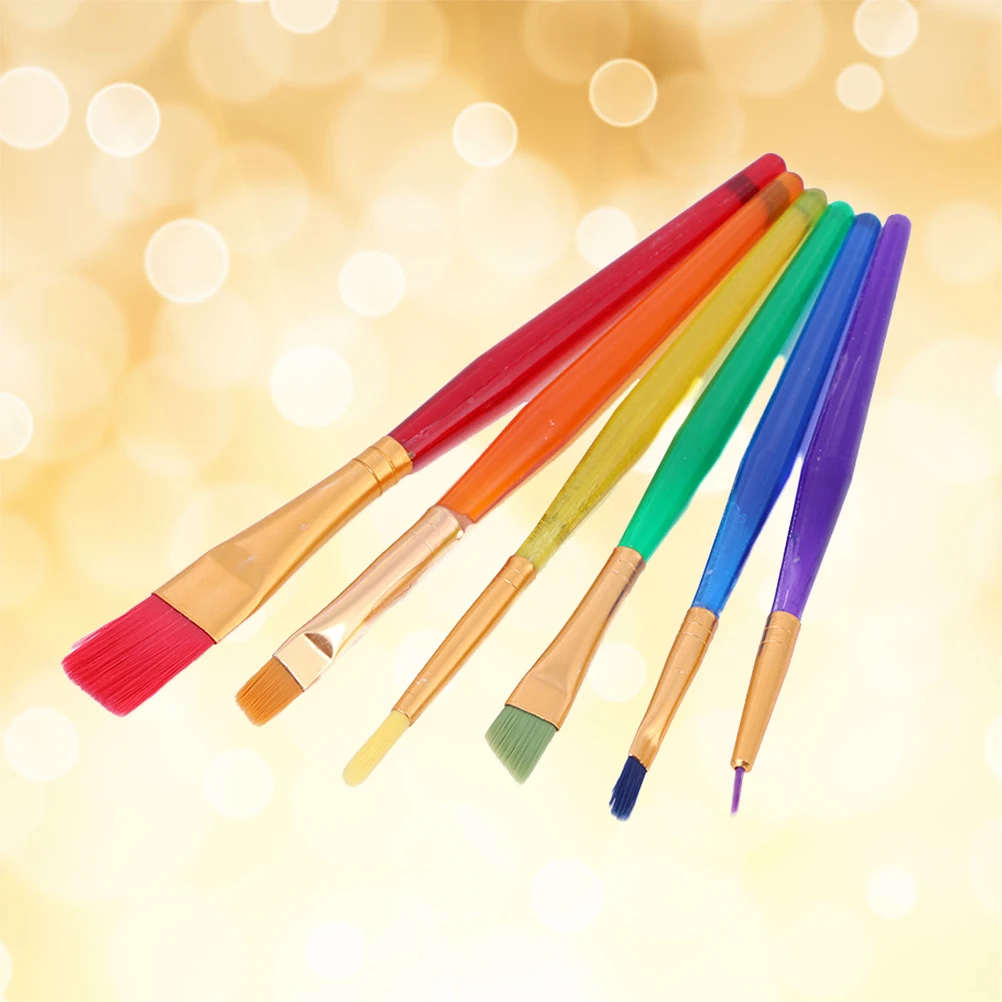 

6pcs Oil Paint Brush Set Kids Painting Brushes for Toddlers Preschool Art Supplies Watercolor Children Beginner