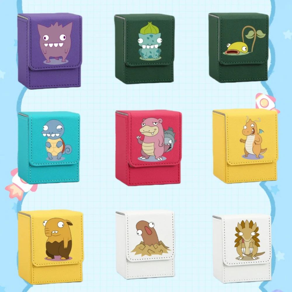 

For Pokemon Mimikyu Jirachi Snorlax Dedenne Squirtle Self Made Leather Card Storage Box Anime Classics Game Collection Card Toy