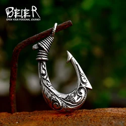 BEIER-colgante en forma de anzuelo vikingo para hombre, collar de calidad de acero inoxidable, joyería Punk para motorista, BP8-1035