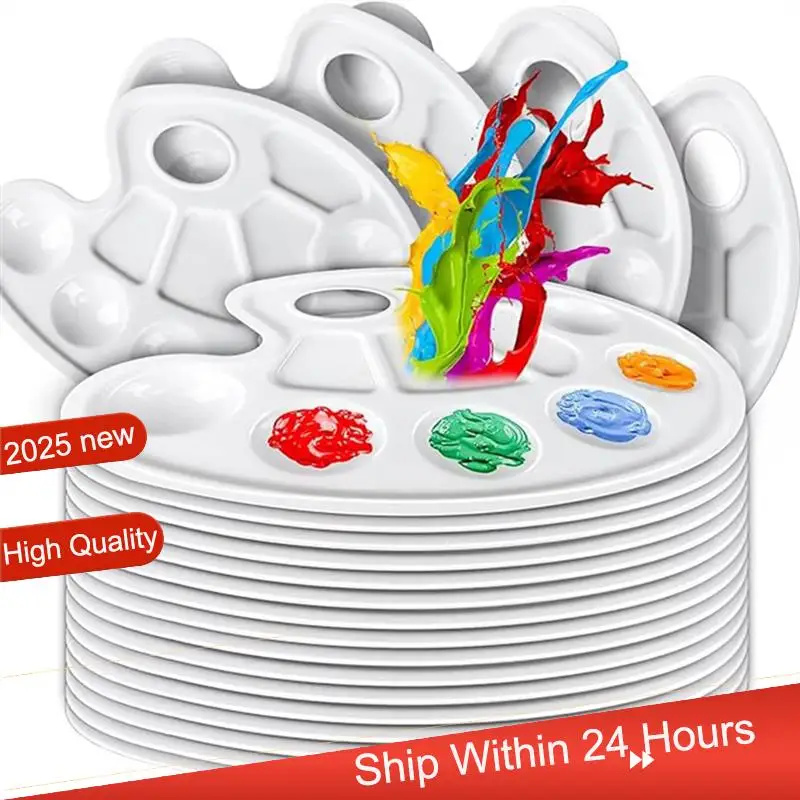 

20Pcs Oval Paint Palette, Plastic Paint Tray Palette, Paint Holder Tray, Plastic Paint Pallets For Craft DIY Painting~Jul.