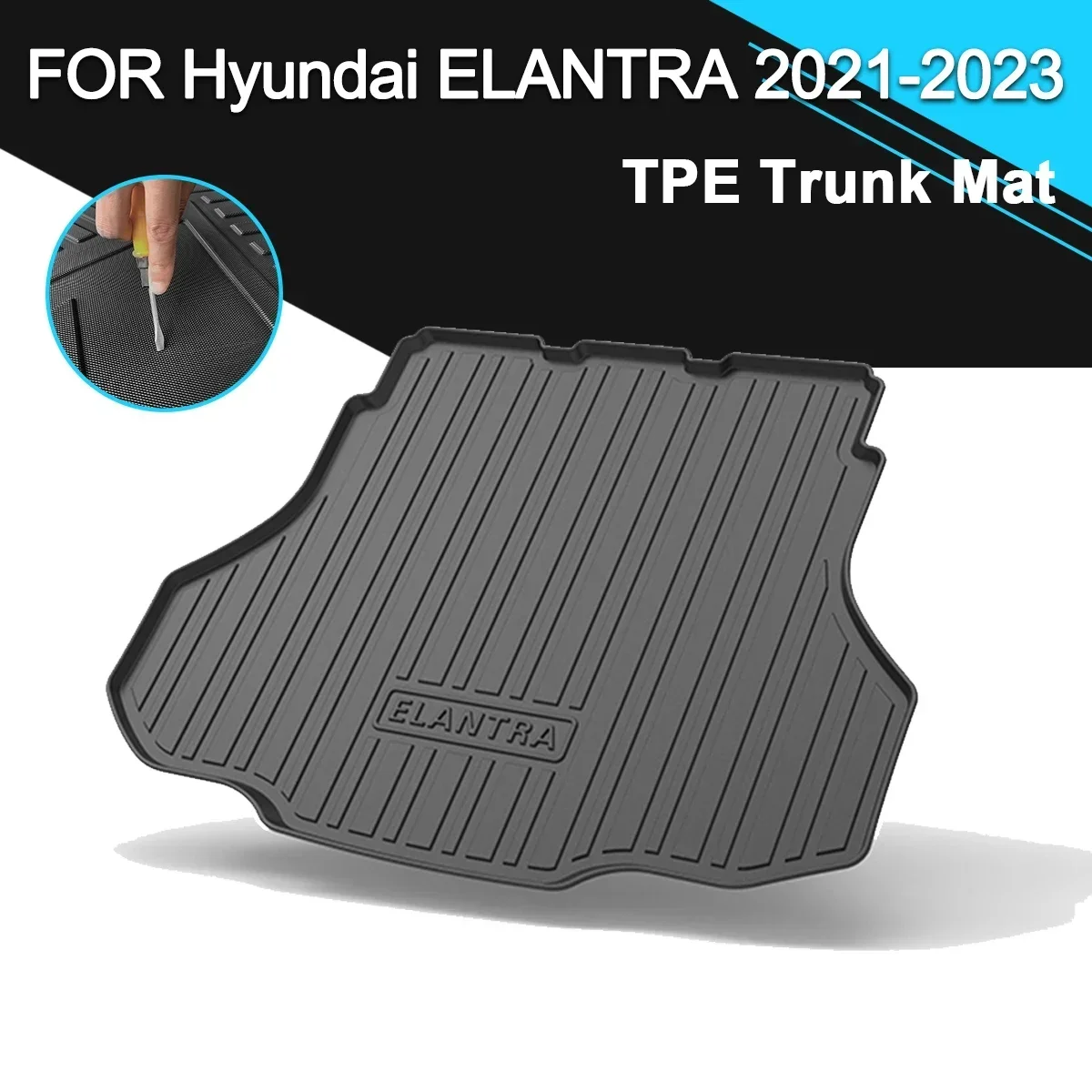 For Hyundai Elantra 2021-2023 Car Rear Trunk Cover Mat TPE Waterproof Non-Slip Rubber Cargo Liner Accessories