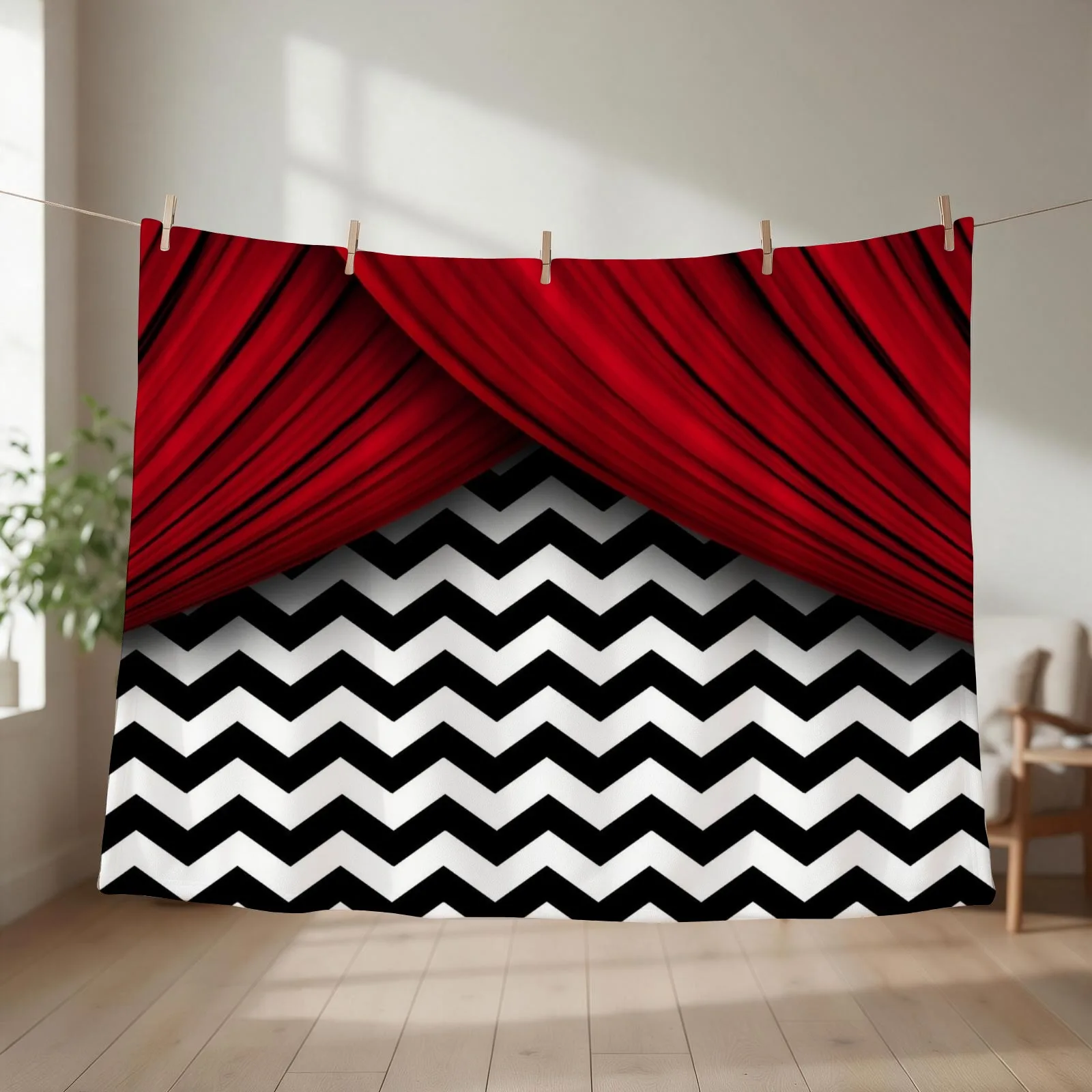 Twin Peaks Red Curtains Black and White Chevron Throw Blanket sofa bed Summer Baby for babies Blankets