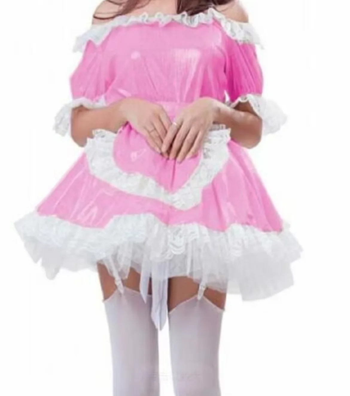 

Hot Selling French Sissy Dress Ragged Chest Shoulder Drain Halloween Party Maid Adult Baby Cross Dresser Party Daily Unisex