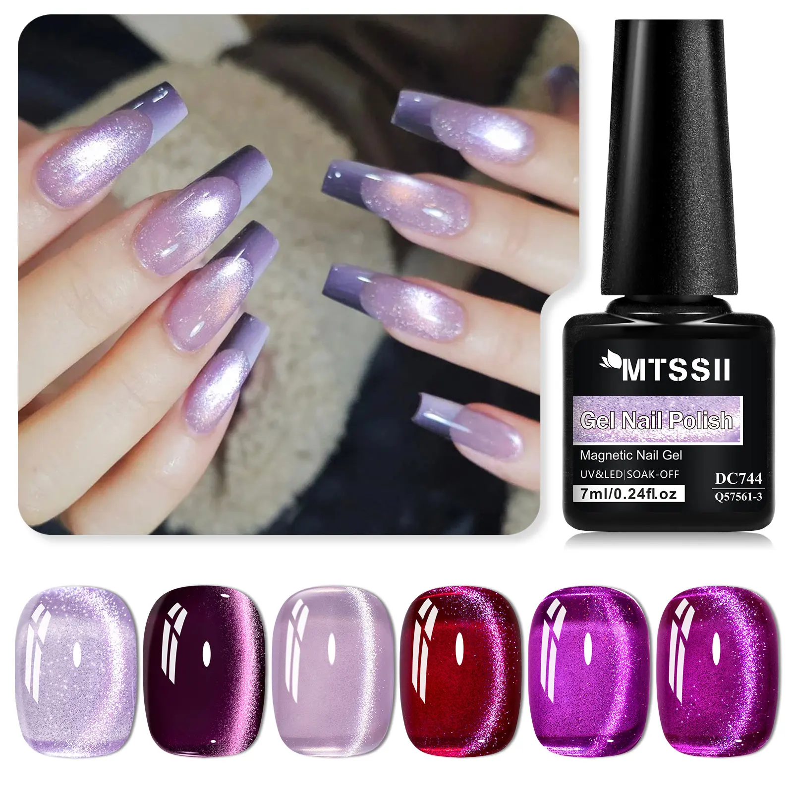 8 PC แมวแม่เหล็กเล็บเจลชุดฐาน Top Coat & Magnetic Stick รวมกึ่ง Permnanet HEMA ฟรีอุปกรณ์เล็บเคลือบเงาชุด