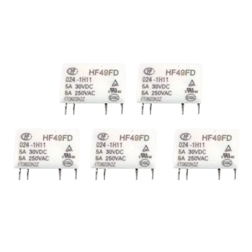 5 Pieces HF49FD 024-1H11 5A 30VDC 250VAC Subminiature High Sensitivity