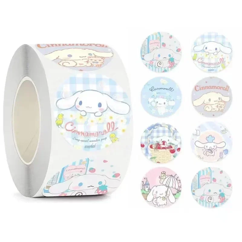 200/500pcs/roll Cartoon Kuromi  Cinnamoroll My Melody Hello Kitty Pompompurin Pochacco Children Toddler Praise Stickers