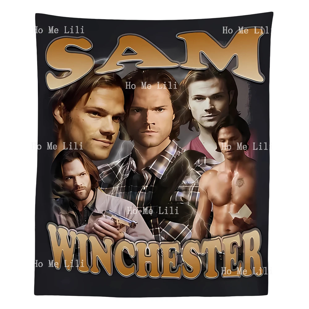 Sam Winchester Supernatural Vintage Homage Movie Brothers Personalized Gift Wall Aesthetic Tapestry For Bedroom Living Room Dorm