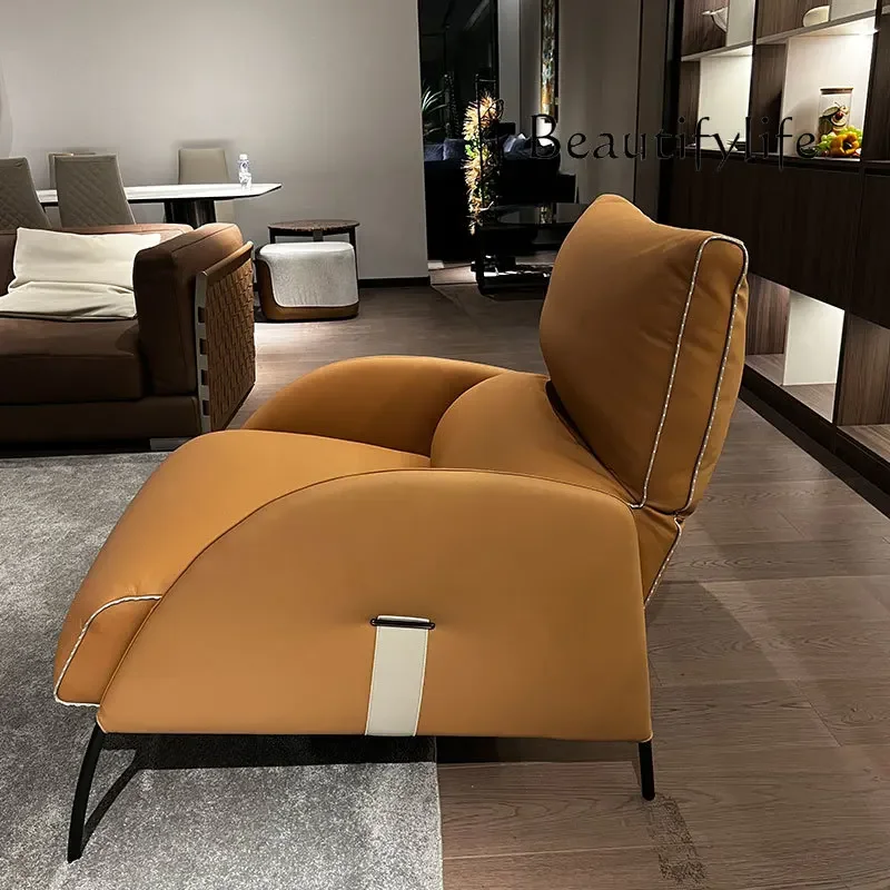 S Sofa Single Leisure Lazy Simple First Layer Cowhide Soft Bag Can Be Adjusted Lying Down Sales Department Reception Negotiation