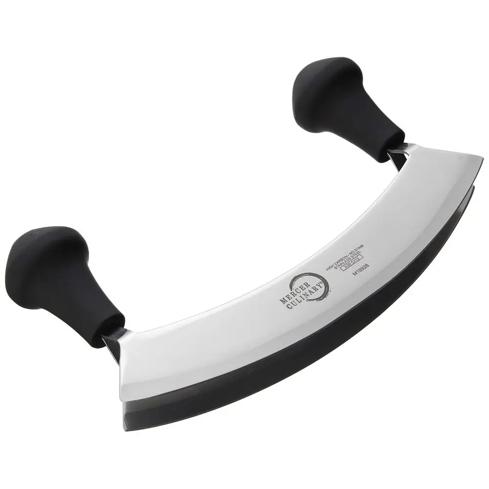 

Нож-меззалуна с двойным лезвием и двумя ручками, 8 дюймов, нержавеющая сталь