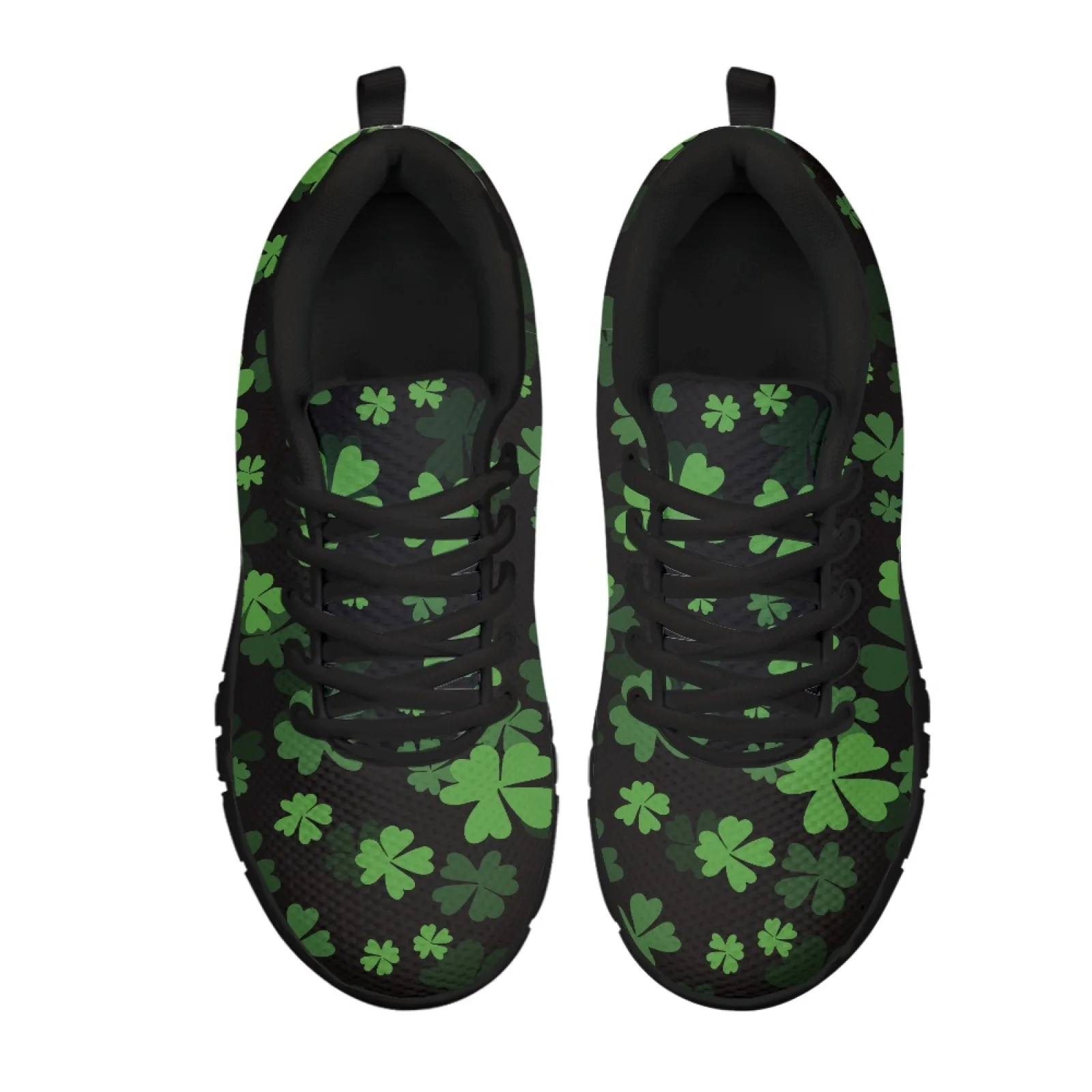 Coloranimal Green Clover Pattern Women Fitness Sneakers for Walking and Standing Comfort Tennis Shoes for Outdoor