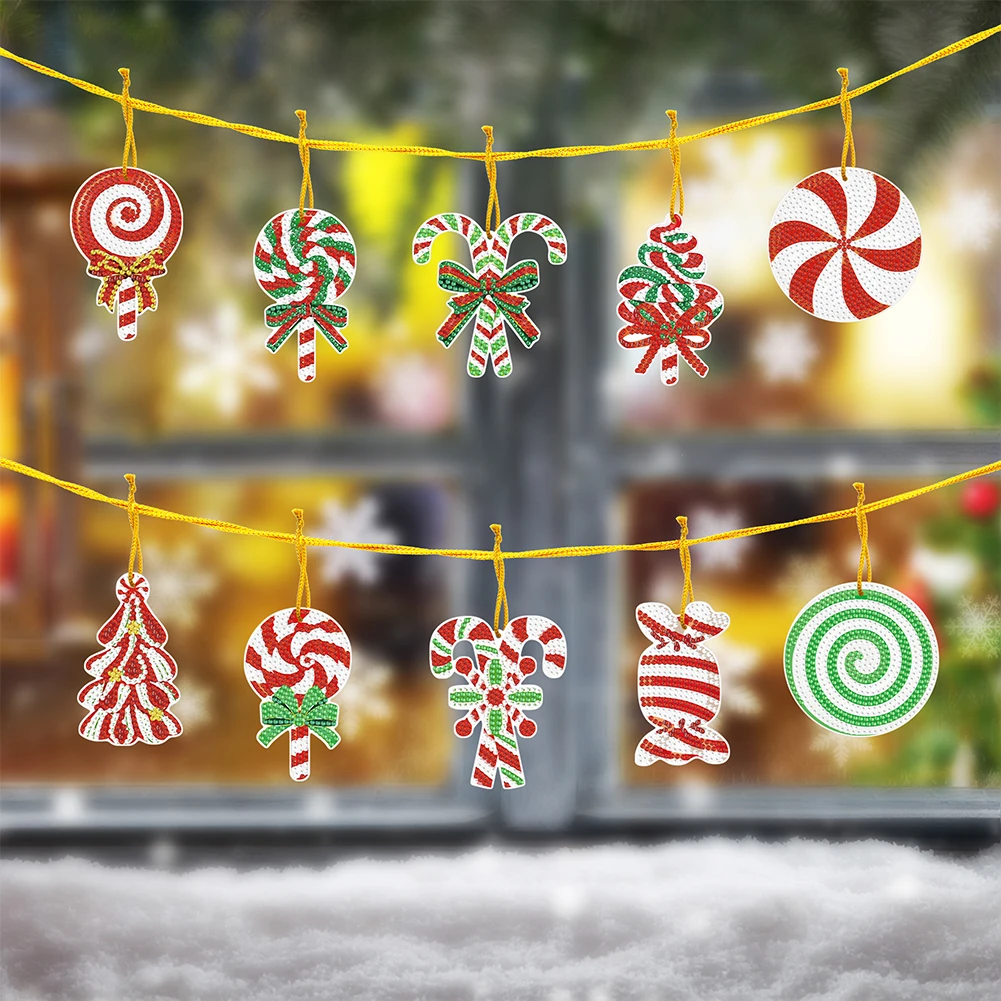 Porte-clés peinture diamant, 10 pièces, mignon, bricolage, perceuse de forme spéciale, pendentif strass, ornements suspendus 5D pour accessoires d'artisanat d'art